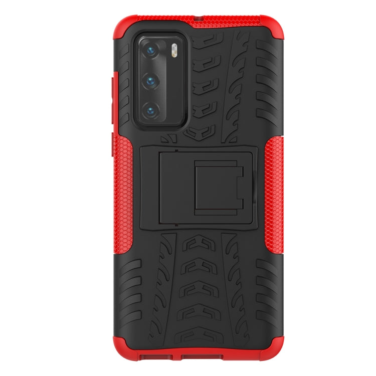 For Huawei P40 Tire Texture Shockproof TPU+PC Protective Case with Holder