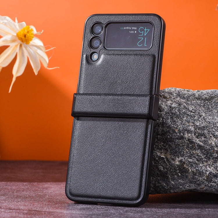 For Samsung Galaxy Z Flip4 Three-stage Folding PU + PC Phone Case