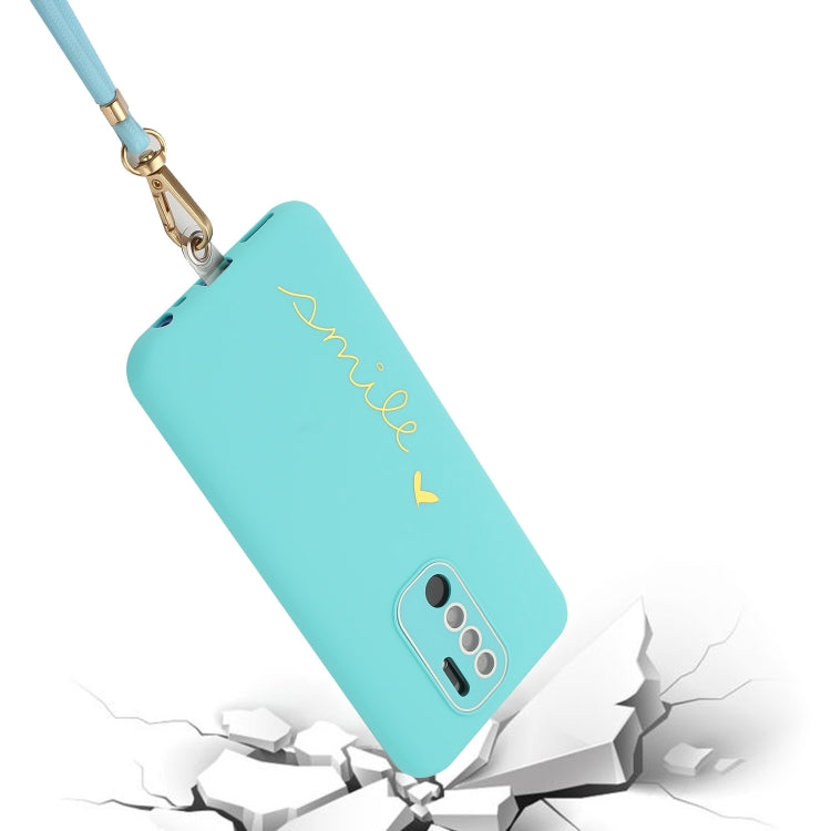 For Xiaomi Redmi 9 Prime / Poco M2 Gilding Line TPU Phone Case with Strap