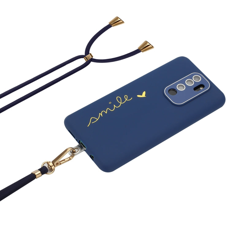For Xiaomi Redmi 9 Prime / Poco M2 Gilding Line TPU Phone Case with Strap