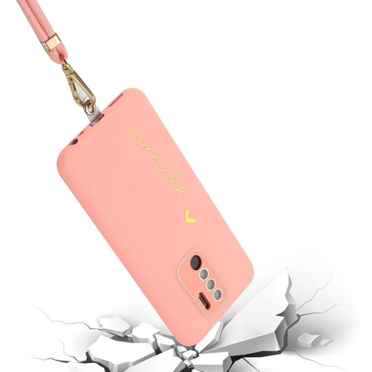 For Xiaomi Redmi 9 Prime / Poco M2 Gilding Line TPU Phone Case with Strap