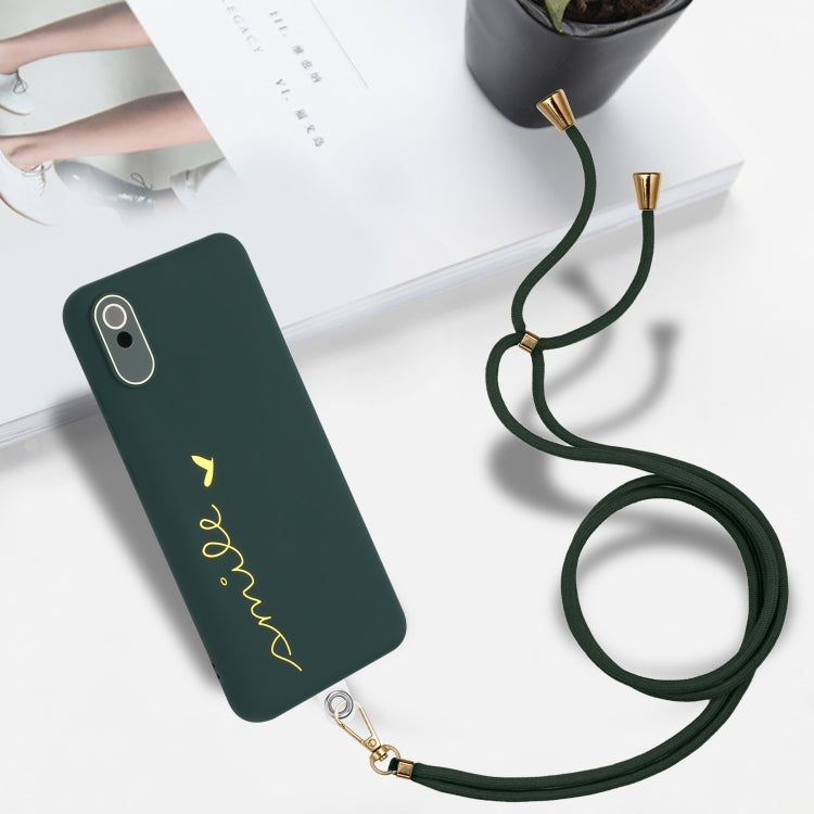 For Xiaomi Redmi 9A / 9AT / 9i Indian Gilding Line TPU Phone Case with Strap