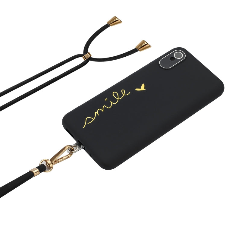 For Xiaomi Redmi 9A / 9AT / 9i Indian Gilding Line TPU Phone Case with Strap