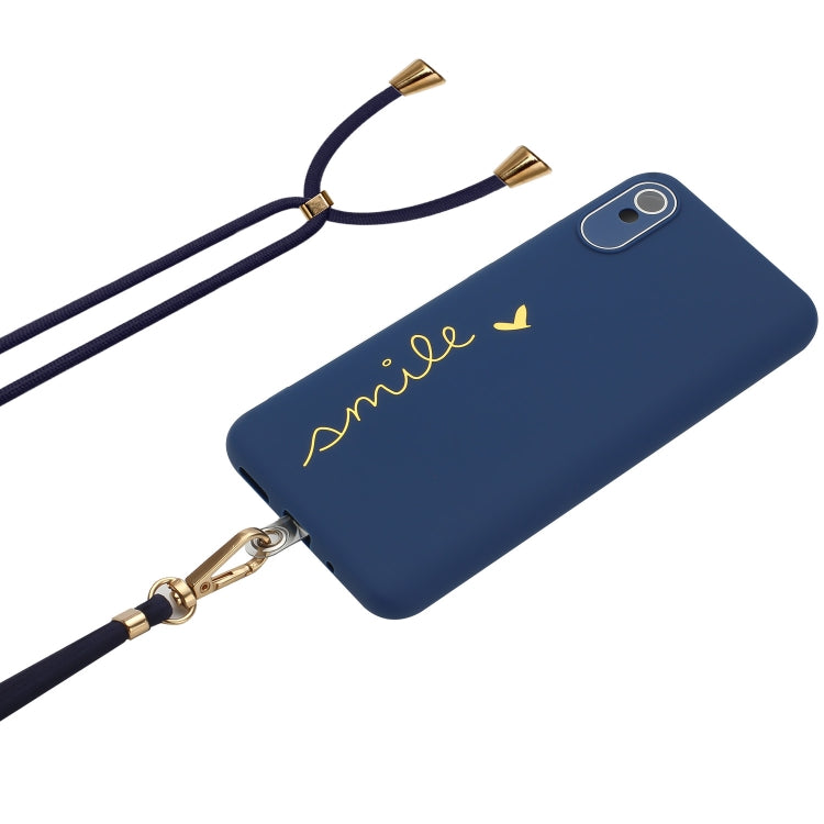 For Xiaomi Redmi 9A / 9AT / 9i Indian Gilding Line TPU Phone Case with Strap