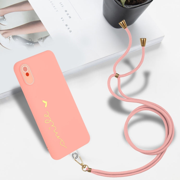 For Xiaomi Redmi 9A / 9AT / 9i Indian Gilding Line TPU Phone Case with Strap