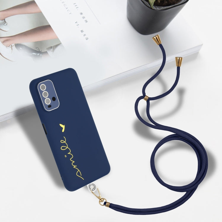 For Xiaomi Redmi 9T Global / 9 Power Gilding Line TPU Phone Case with Strap