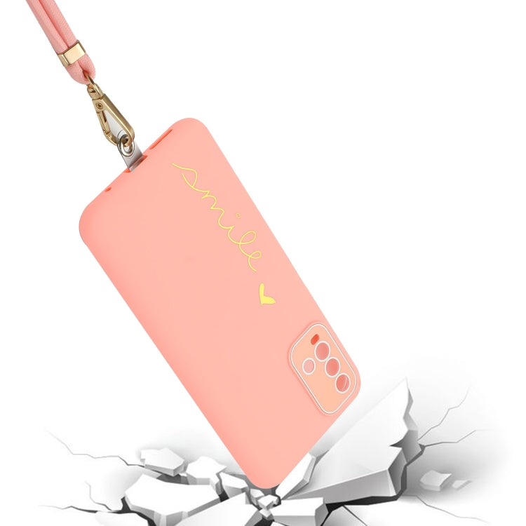 For Xiaomi Redmi 9T Global / 9 Power Gilding Line TPU Phone Case with Strap