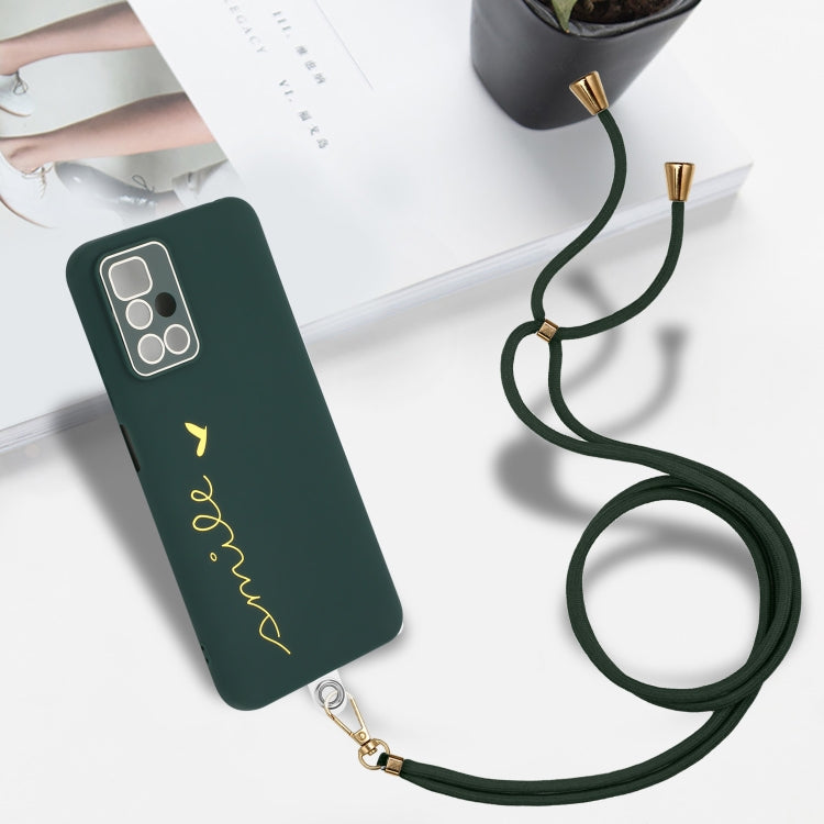 For Xiaomi Redmi 10 / 10 Prime / 10 2022 Gilding Line TPU Phone Case with Strap