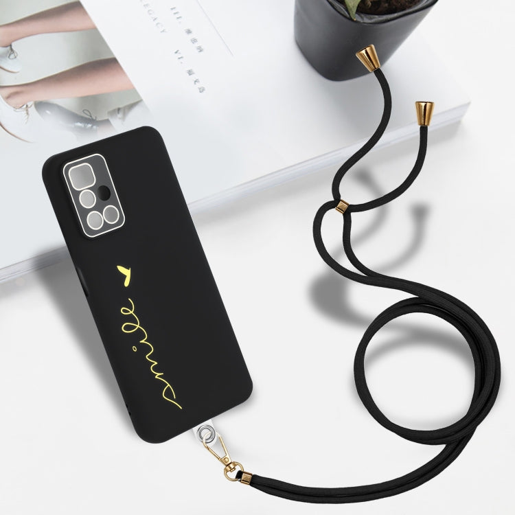 For Xiaomi Redmi 10 / 10 Prime / 10 2022 Gilding Line TPU Phone Case with Strap