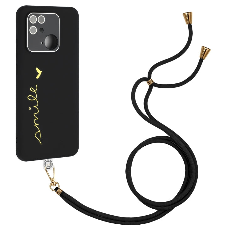 For Xiaomi Redmi 10C Gilding Line TPU Phone Case with Strap