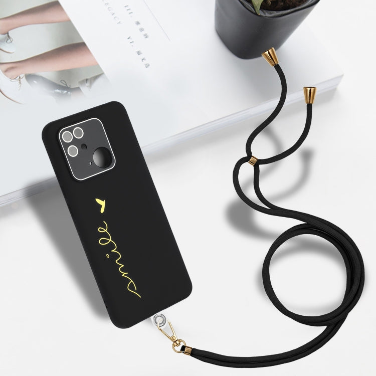 For Xiaomi Redmi 10C Gilding Line TPU Phone Case with Strap