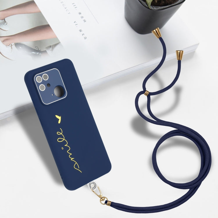 For Xiaomi Redmi 10C Gilding Line TPU Phone Case with Strap