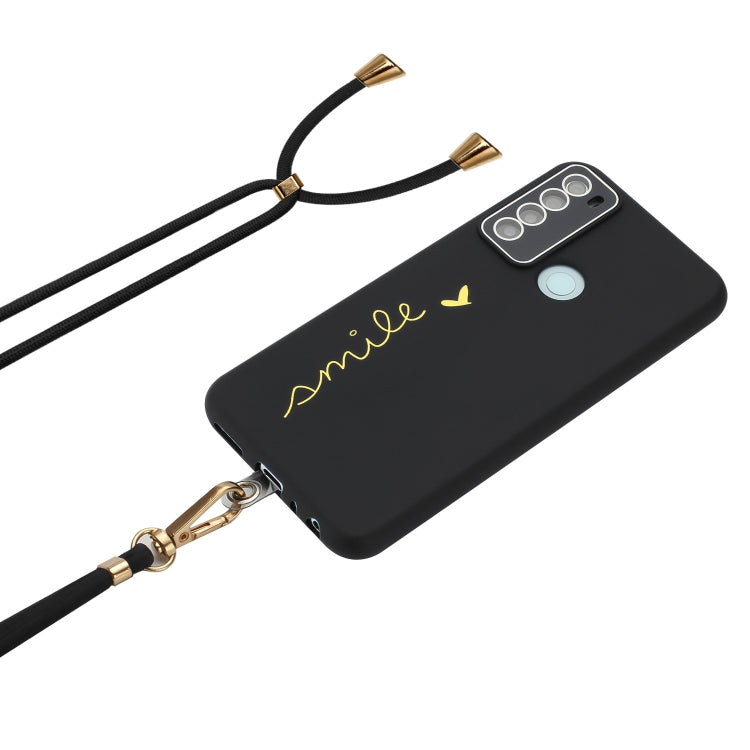 For Xiaomi Redmi Note 8 / Note 8 2021 Gilding Line TPU Phone Case with Strap