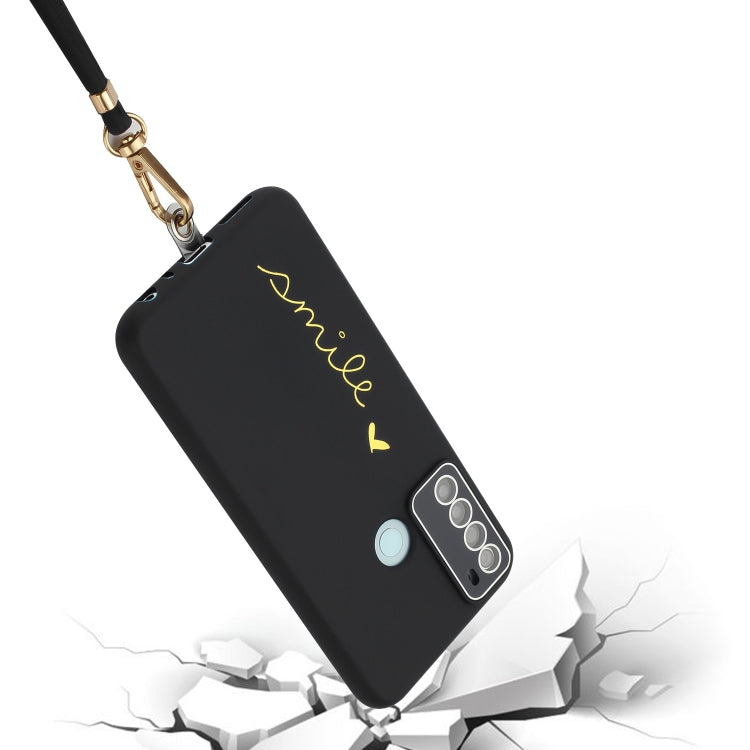 For Xiaomi Redmi Note 8 / Note 8 2021 Gilding Line TPU Phone Case with Strap