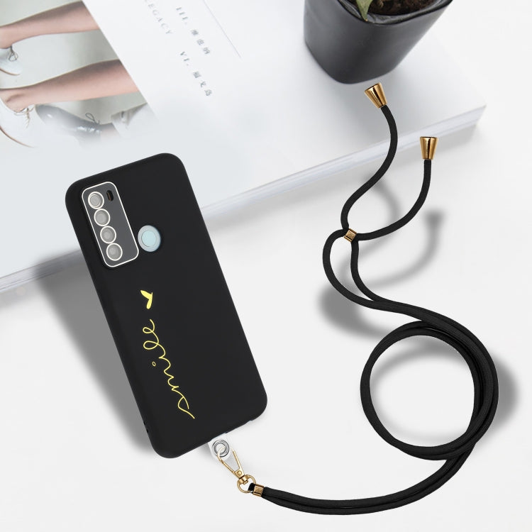 For Xiaomi Redmi Note 8 / Note 8 2021 Gilding Line TPU Phone Case with Strap