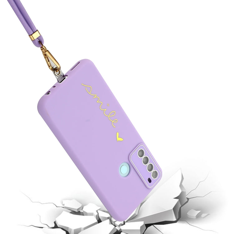 For Xiaomi Redmi Note 8 / Note 8 2021 Gilding Line TPU Phone Case with Strap