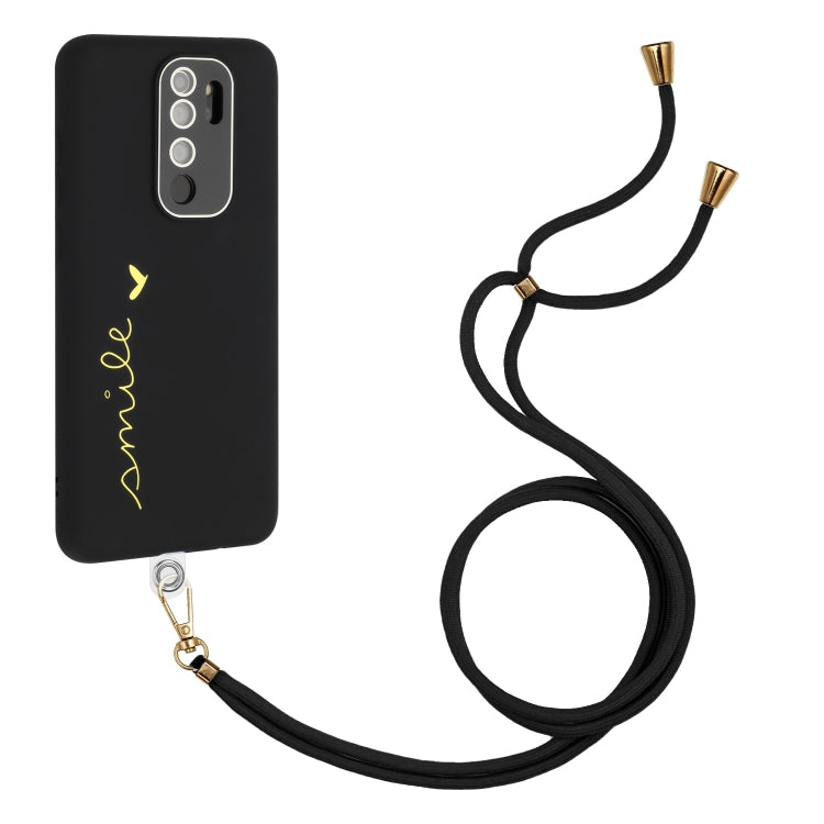 For Xiaomi Redmi Note 8 Pro Gilding Line TPU Phone Case with Strap