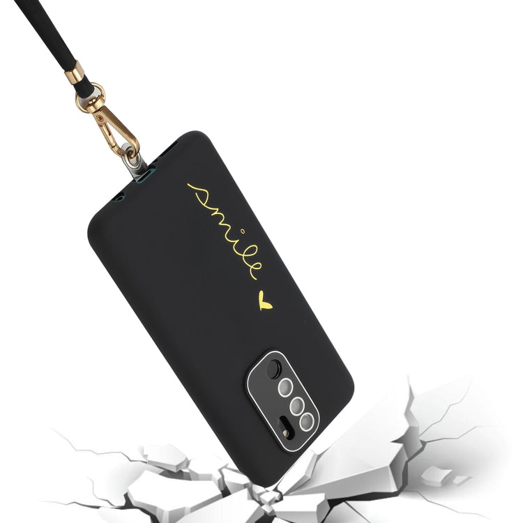 For Xiaomi Redmi Note 8 Pro Gilding Line TPU Phone Case with Strap