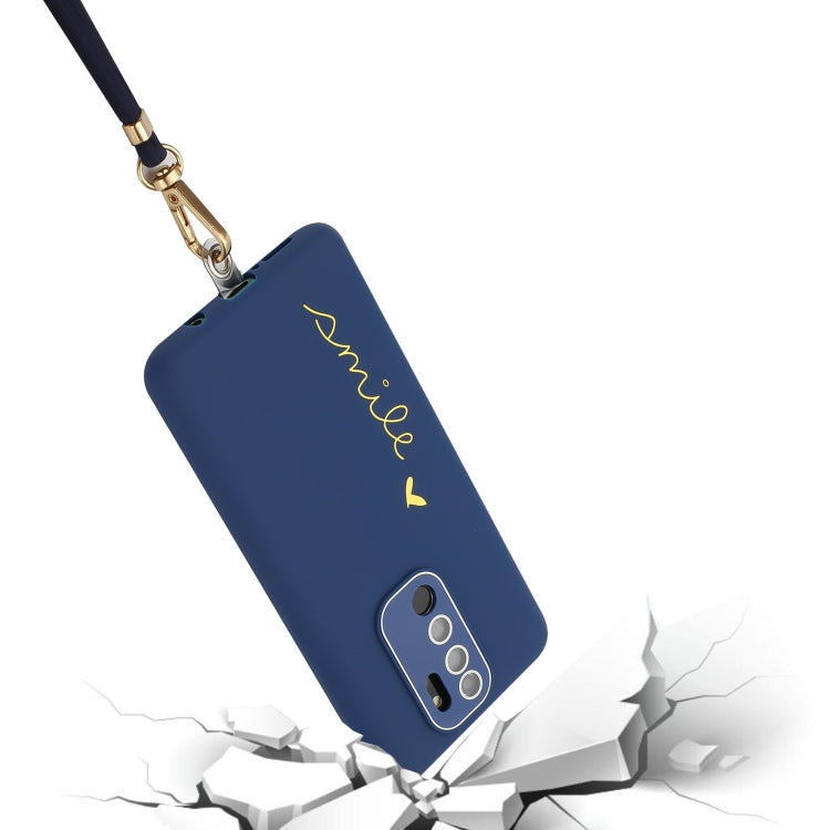 For Xiaomi Redmi Note 8 Pro Gilding Line TPU Phone Case with Strap