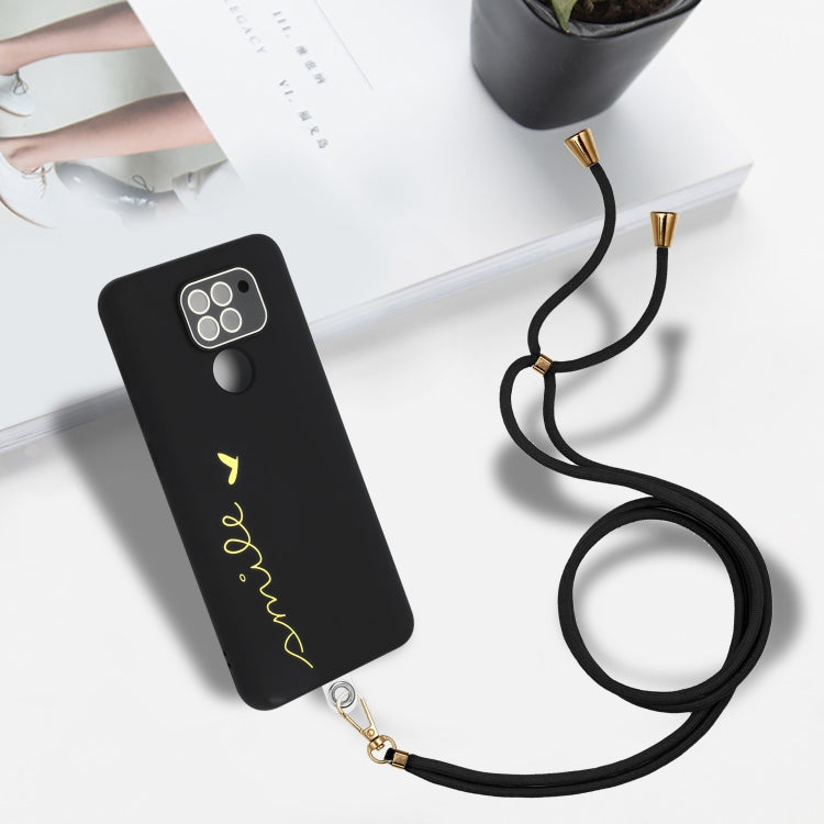 For Xiaomi Redmi Note 9 Global / 10X 4G Gilding Line TPU Phone Case with Strap