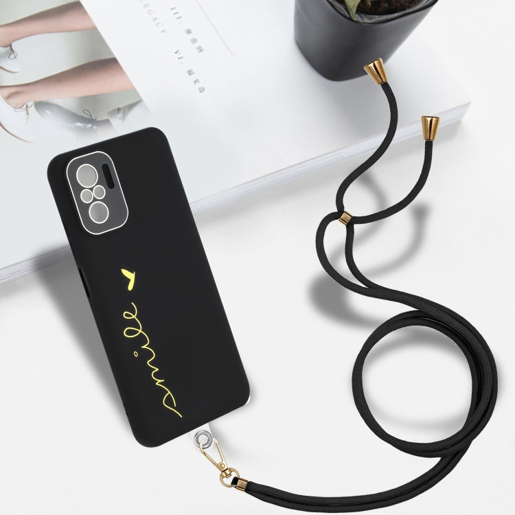 For Xiaomi Redmi Note 10S / Note 10 Gilding Line TPU Phone Case with Strap