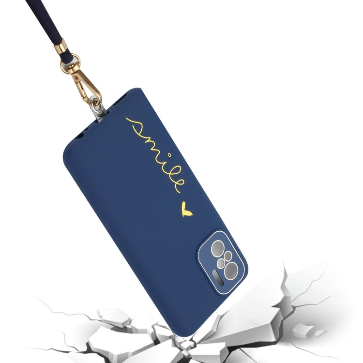 For Xiaomi Redmi Note 10S / Note 10 Gilding Line TPU Phone Case with Strap