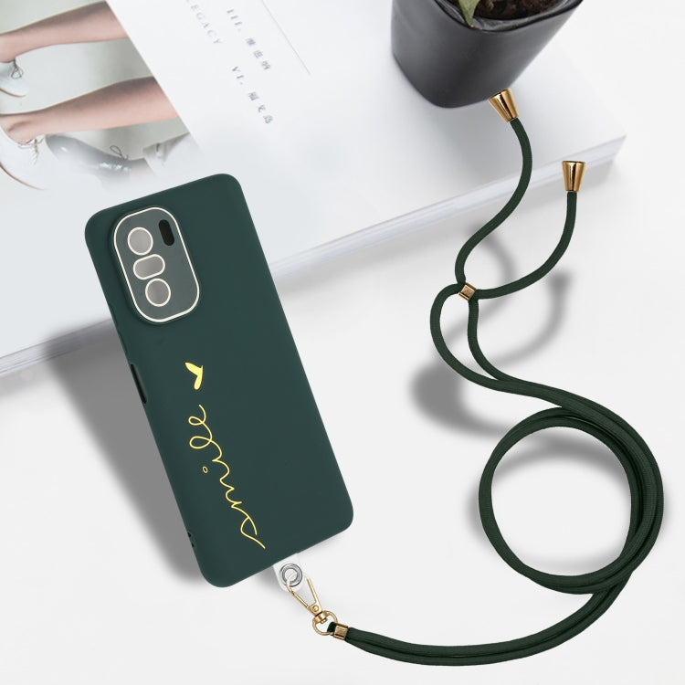 For Xiaomi Poco F3 / Mi 11i/11X/11X Pro / Redmi K40/K40 Pro Gilding Line TPU Phone Case with Strap