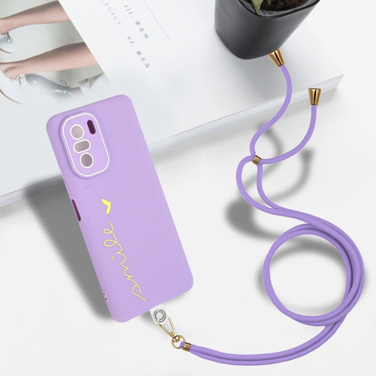 For Xiaomi Poco F3 / Mi 11i/11X/11X Pro / Redmi K40/K40 Pro Gilding Line TPU Phone Case with Strap