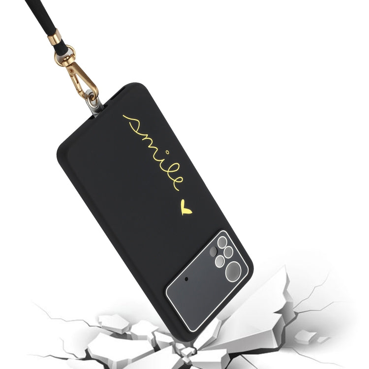 For Xiaomi Poco M4 Pro Gilding Line TPU Phone Case with Strap