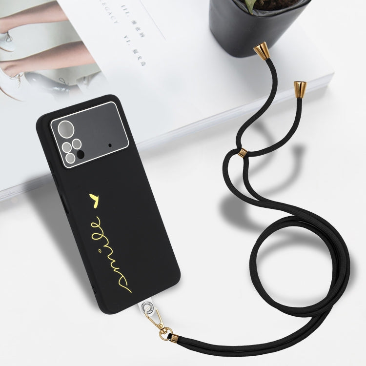 For Xiaomi Poco M4 Pro Gilding Line TPU Phone Case with Strap