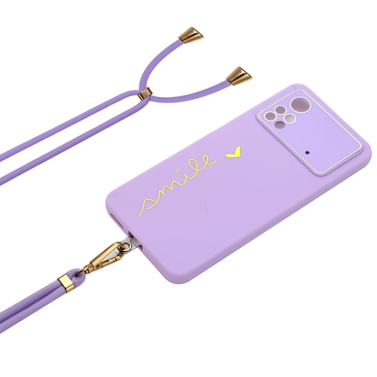 For Xiaomi Poco M4 Pro Gilding Line TPU Phone Case with Strap