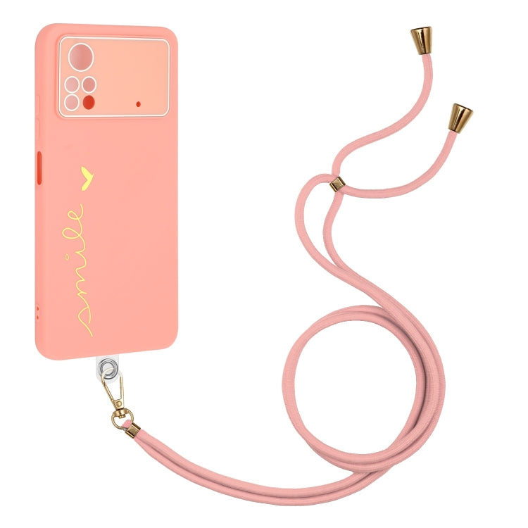 For Xiaomi Poco X4 Pro 5G Gilding Line TPU Phone Case with Strap