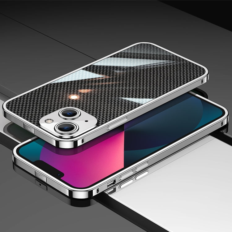 For iPhone 13 Carbon Brazed Stainless Steel Ultra Thin Protective Phone Case