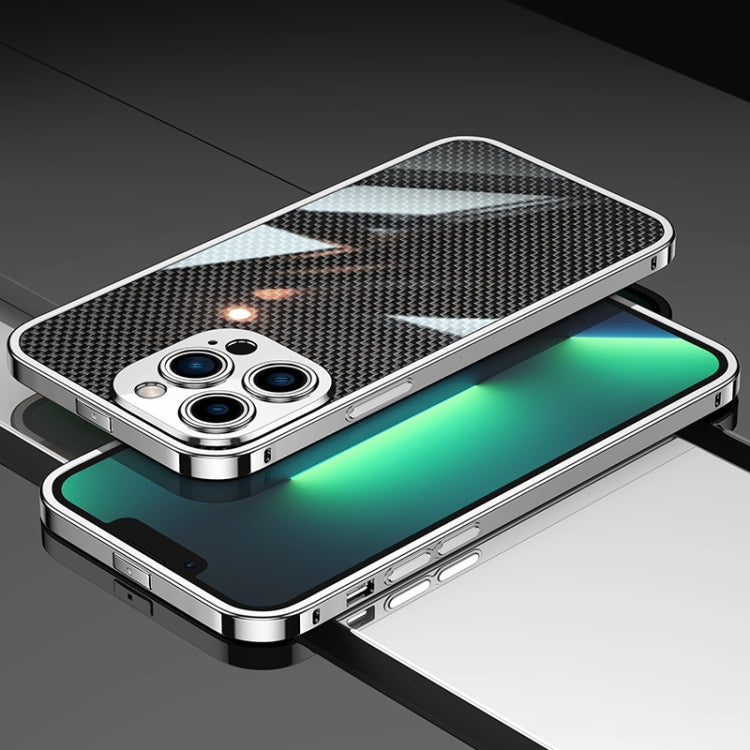 For iPhone 13 Pro Max Carbon Brazed Stainless Steel Ultra Thin Protective Phone Case