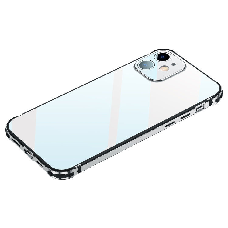 For iPhone 12 Stainless Steel+TPU Metal Transparent Phone Case