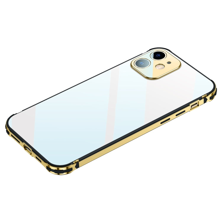 For iPhone 12 Stainless Steel+TPU Metal Transparent Phone Case