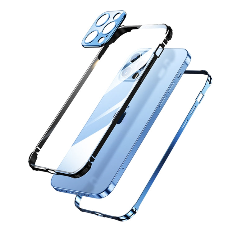 For iPhone 13 Pro Max Stainless Steel+TPU Metal Transparent Phone Case