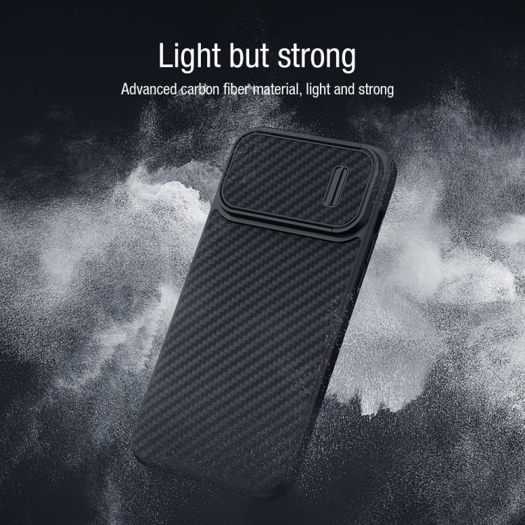 For iPhone 13 Pro Max NILLKIN Synthetic Fiber Camshield Phone Case (Black)