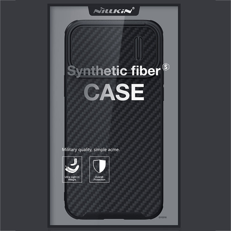 For iPhone 13 Pro Max NILLKIN Synthetic Fiber Camshield Phone Case (Black)