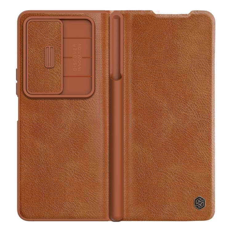 For Samsung Galaxy Z Fold4 5G NILLKIN QIN Series Pro Sliding Camera Cover Design Leather Phone Case