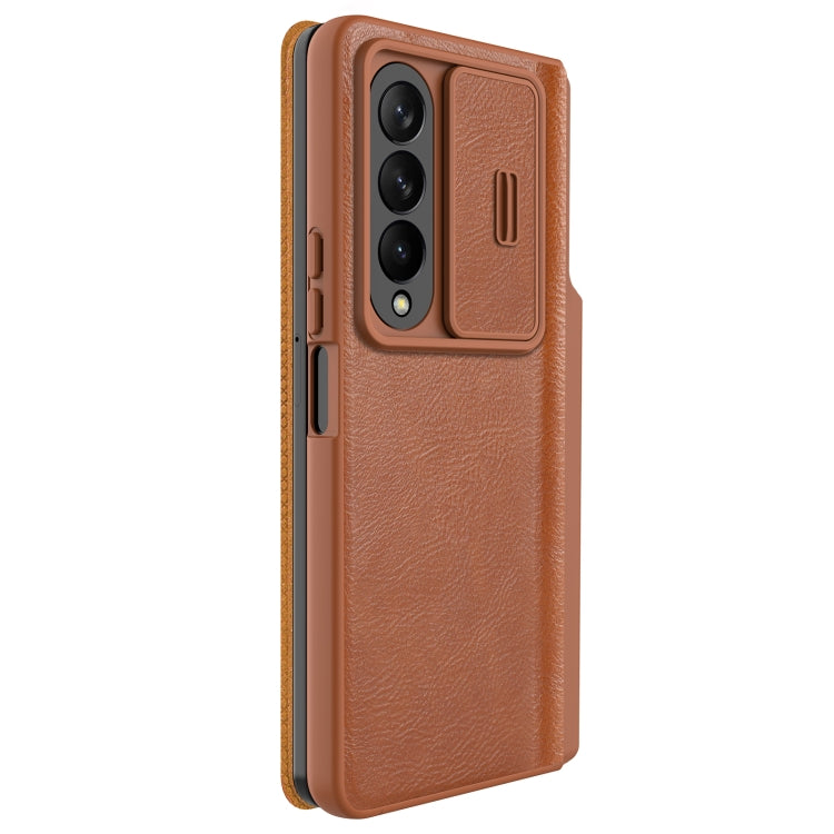 For Samsung Galaxy Z Fold4 5G NILLKIN QIN Series Pro Sliding Camera Cover Design Leather Phone Case