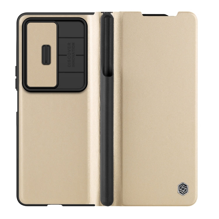 For Samsung Galaxy Z Fold4 5G NILLKIN QIN Series Pro Sliding Camera Cover Design Leather Phone Case
