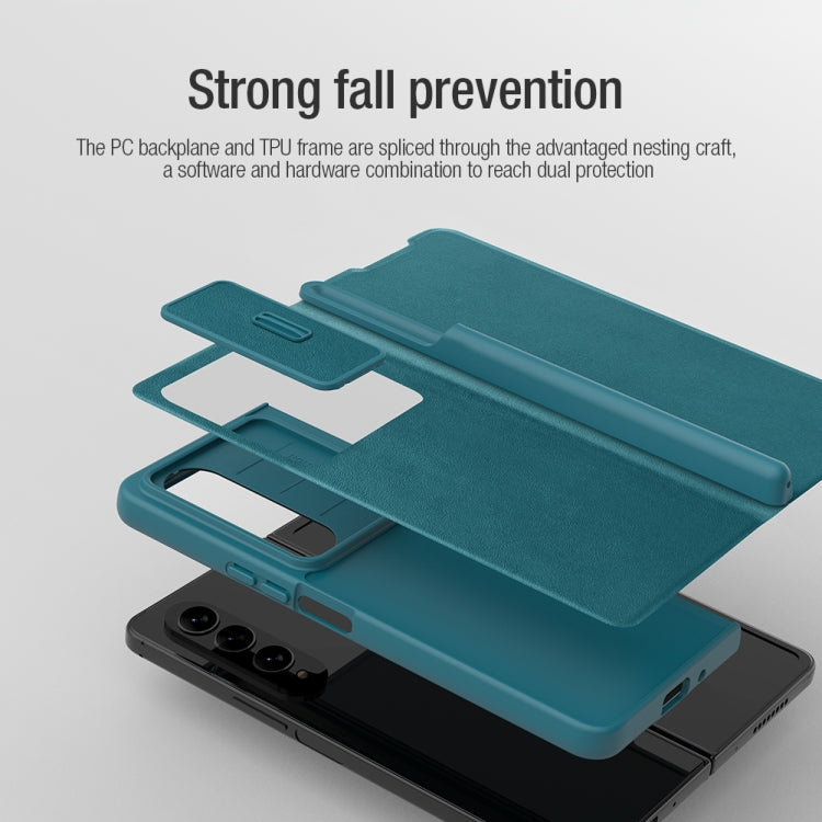 For Samsung Galaxy Z Fold4 5G NILLKIN QIN Series Pro Sliding Camera Cover Design Leather Phone Case