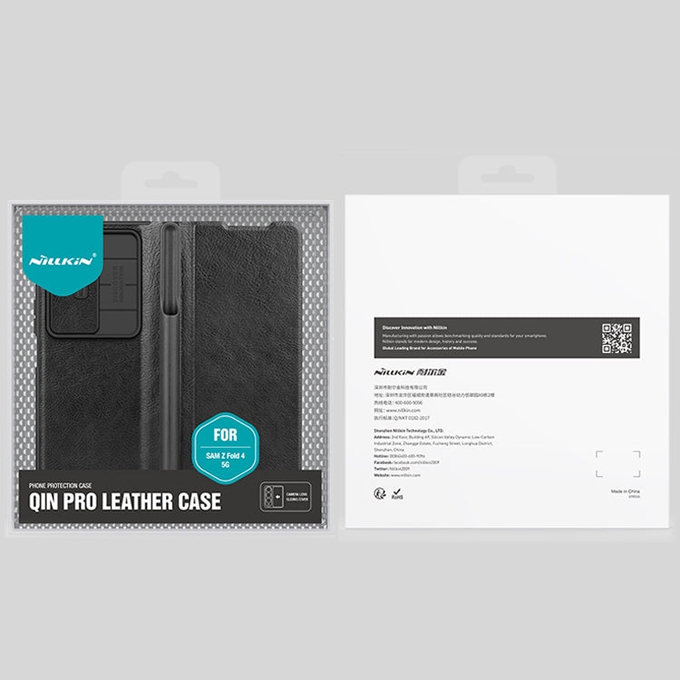 For Samsung Galaxy Z Fold4 5G NILLKIN QIN Series Pro Sliding Camera Cover Design Leather Phone Case