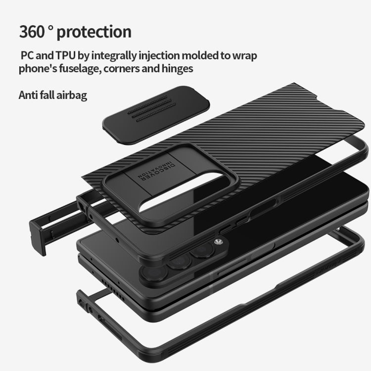 For Samsung Galaxy Z Fold4 NILLKIN Black Mirror Pro Series Camshield PC Phone Case, Simple Set
