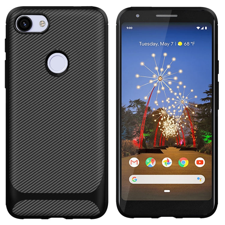 For Google Pixel 3a XL Carbon Fiber Texture Shockproof TPU Protective Case