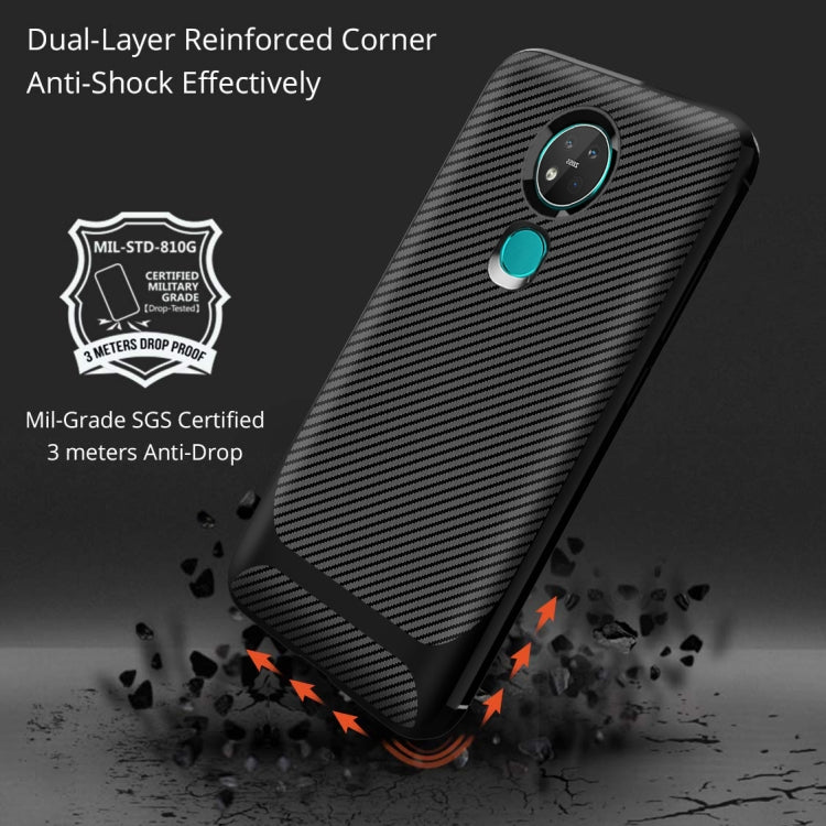For Nokia 7.2 / 6.2 Carbon Fiber Texture Shockproof TPU Protective Case