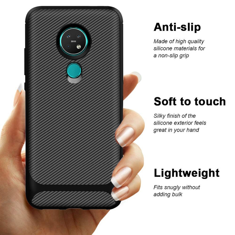 For Nokia 7.2 / 6.2 Carbon Fiber Texture Shockproof TPU Protective Case