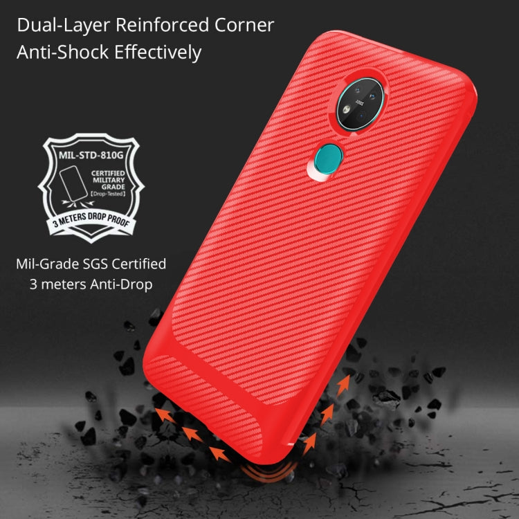 For Nokia 7.2 / 6.2 Carbon Fiber Texture Shockproof TPU Protective Case