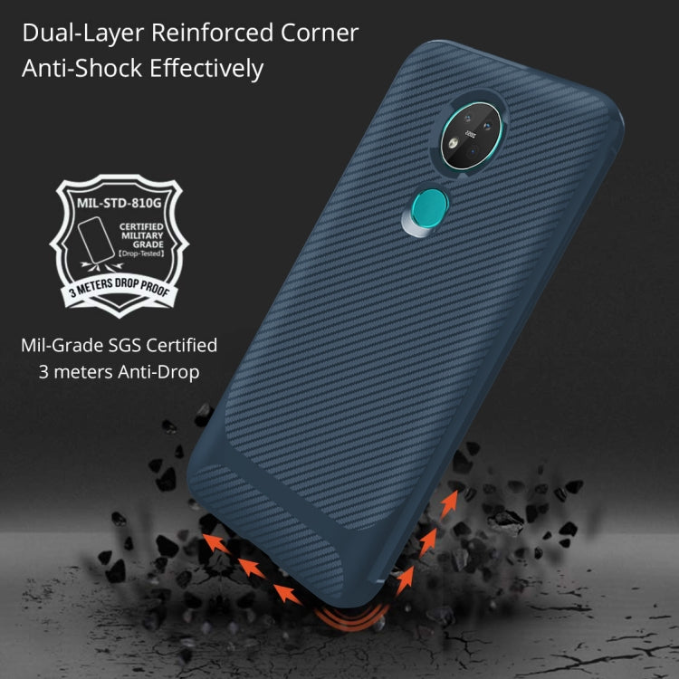 For Nokia 7.2 / 6.2 Carbon Fiber Texture Shockproof TPU Protective Case